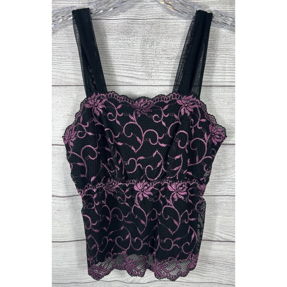 ARIANNE Gothic Vampire Whimsigoth Y2K Sheer Floral Lace Babydoll Top Small